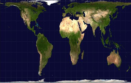 Gall-Peters projection of the world