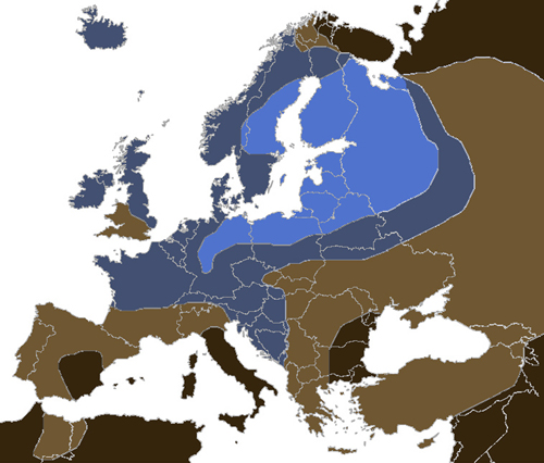 Blue eyes in Europe