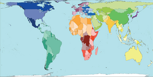 The world according to size of population