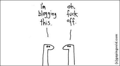 Blogging this fuck off